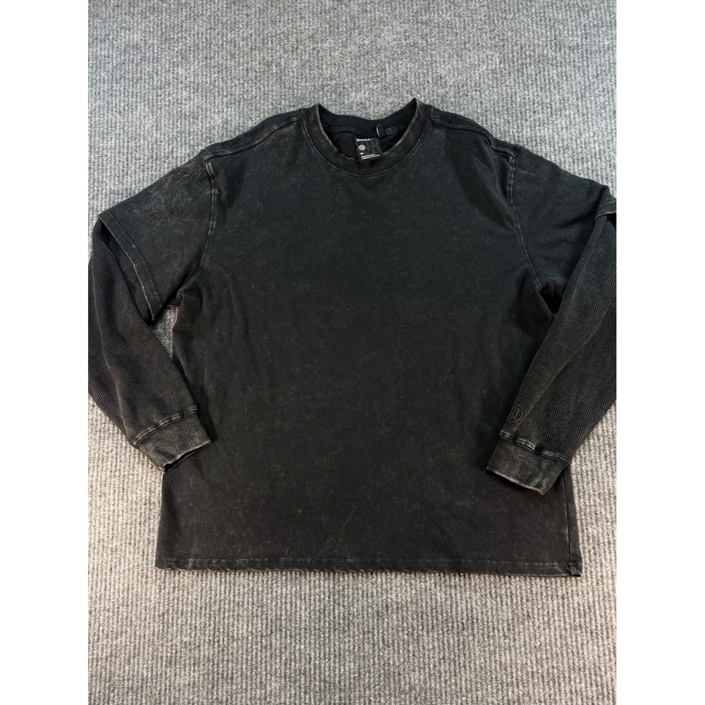 Ninth Hall Fundamentals Boxy Layered Waffle Sleeve Shirt Men Medium Washed Black